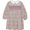 Arabella Floral Print Peter Pan Collar Smocked Dress, Red - Dresses - 1 - thumbnail