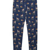 Deer Print Elastic Waist Jersey Leggings, Navy - Leggings - 1 - thumbnail