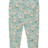 Little Bunny Print Elastic Waist Jersey Leggings, Pale Green - Leggings - 2