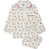 Cosy Fawn Woodland Print Patch Pocket Pajama, White - Pajamas - 1 - thumbnail