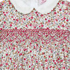 Little Arabella Floral Print Peter Pan Collar Smocked Dress, Red - Dresses - 3