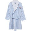 Felix Striped Belt Cord Patch Pocket Bathrobe, Blue & White - Robes - 1 - thumbnail