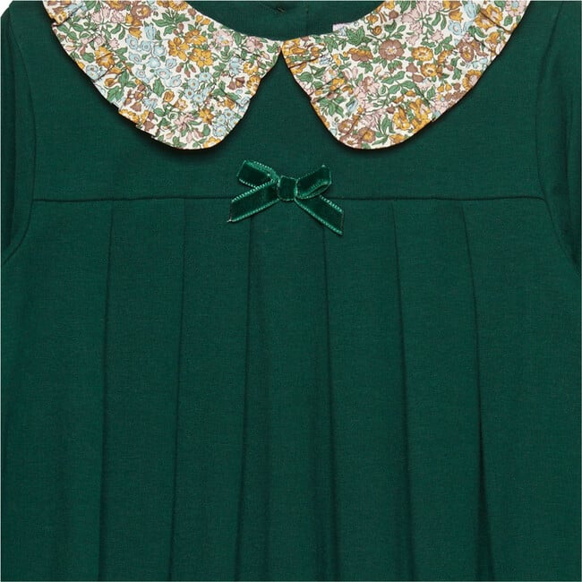 Liberty Print Pie Crust Collar Long Sleeve A-Line Dress, Forest Green & Pippa - Dresses - 3