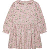 Bunny Print Willow Collar Long Sleeve Jersey Dress, Rose Pink - Dresses - 2