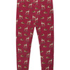 Deer Print Elastic Waist Jersey Leggings, Berry - Leggings - 2