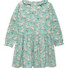 Bunny Print Willow Collar Long Sleeve Jersey Dress, Pale Green - Dresses - 2