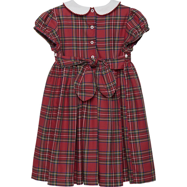 Charlotte Tartan Cotton Collar Smocked Dress, Red - Dresses - 2