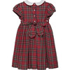 Charlotte Tartan Cotton Collar Smocked Dress, Red - Dresses - 2