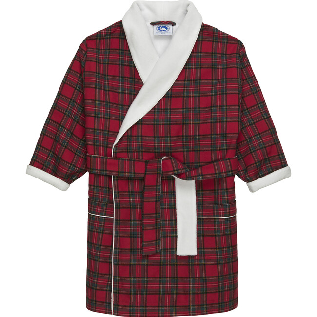 Cosy Tartan Print Belt Cord Patch Pocket Robe, Red - Robes - 1