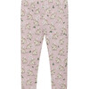 Bunny Print Elastic Waist Jersey Leggings, Rose Pink - Leggings - 2