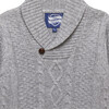 Finn Shawl Collar Cable Knit Button Sweater, Grey Marl - Sweaters - 3