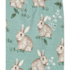 Little Bunny Print Elastic Waist Jersey Leggings, Pale Green - Leggings - 3