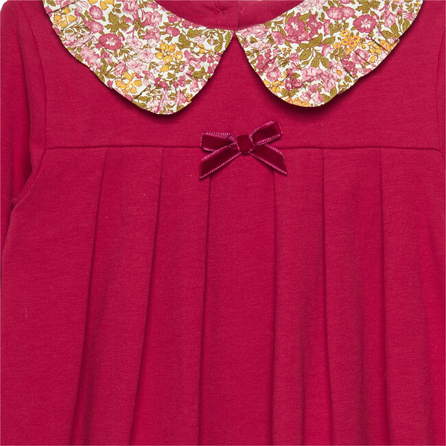 Liberty Print Pie Crust Collar Long Sleeve A-Line Dress, Berry & Pink Penny - Dresses - 3