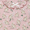 Bunny Print Willow Collar Long Sleeve Jersey Dress, Rose Pink - Dresses - 3