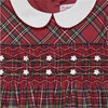 Charlotte Tartan Cotton Collar Smocked Dress, Red - Dresses - 3