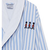 Felix Striped Belt Cord Patch Pocket Bathrobe, Blue & White - Robes - 3