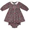 Baby Naida Cherry Print Hand-Smocked Dress, Red & Gray - Dresses - 1 - thumbnail