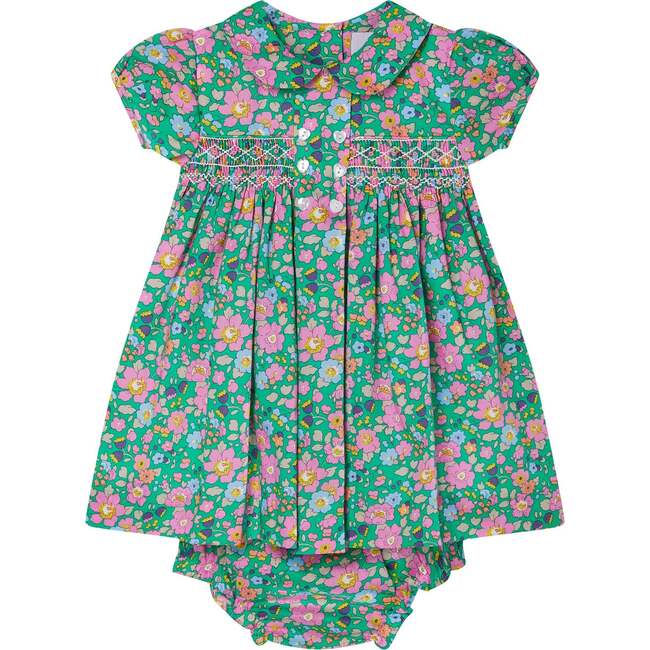 Baby Ryder Peter Pan Collar Hand-Smocked Dress, Green