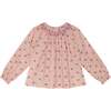 Baby Robin Cherry Print Hand-Smocked Long Sleeve Blouse, Peach - Blouses - 1 - thumbnail