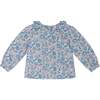 Baby Petal Floral Print Frill Long Sleeve Blouse, Blue - Blouses - 1 - thumbnail