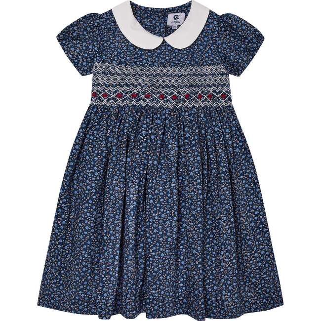 Sabine Floral Print Hand-Smocked Dress, Navy - Dresses - 1