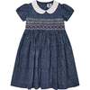 Sabine Floral Print Hand-Smocked Dress, Navy - Dresses - 1 - thumbnail