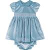 Baby Mina Velvet Hand-Smocked Party Dress, Pale Blue - Dresses - 1 - thumbnail