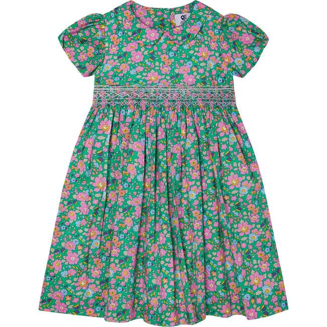 Peter Pan Collar Hand-Smocked Dress, Green