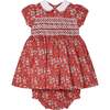 Baby Paloma Hand-Smocked Dress, Red & White - Dresses - 1 - thumbnail