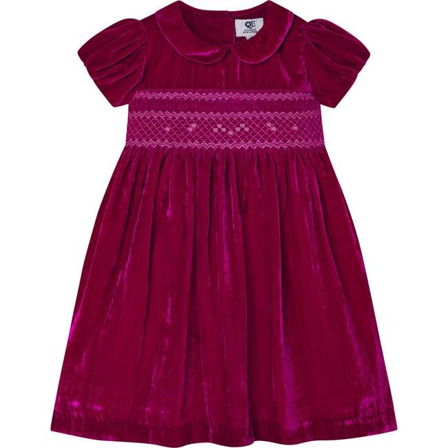 Bellatrix Velvet Hand-Smocked Party Dress, Pink - Dresses - 1