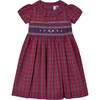 Neva Tartan Print Hand-Smocked Dress, Red - Dresses - 1 - thumbnail