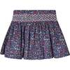 Natassia Floral Print Hand-Smocked Skirt, Navy - Skirts - 1 - thumbnail