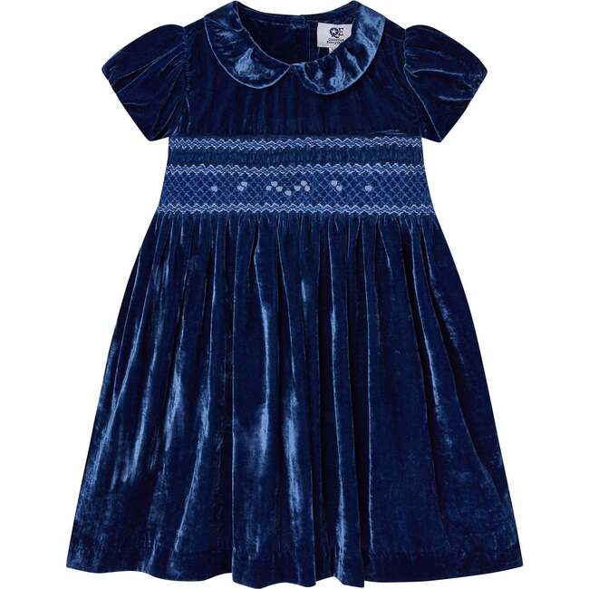 Pandora Velvet Hand-Smocked Party Dress, Blue - Dresses - 1