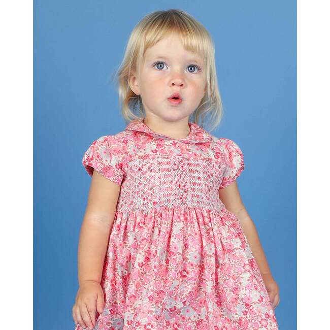 Baby Pixie Floral Print Hand-Smocked Dress, Pink - Dresses - 4