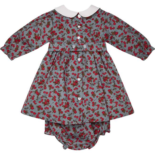 Baby Naida Cherry Print Hand-Smocked Dress, Red & Gray - Dresses - 3