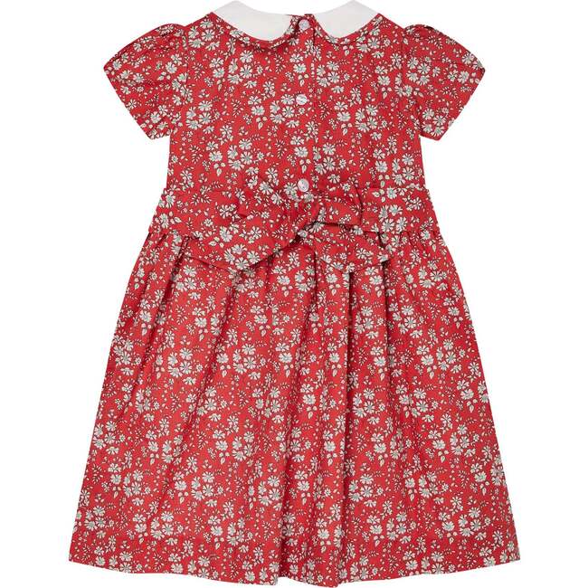 Cecily Hand-Smocked Dress, Red & White - Dresses - 4