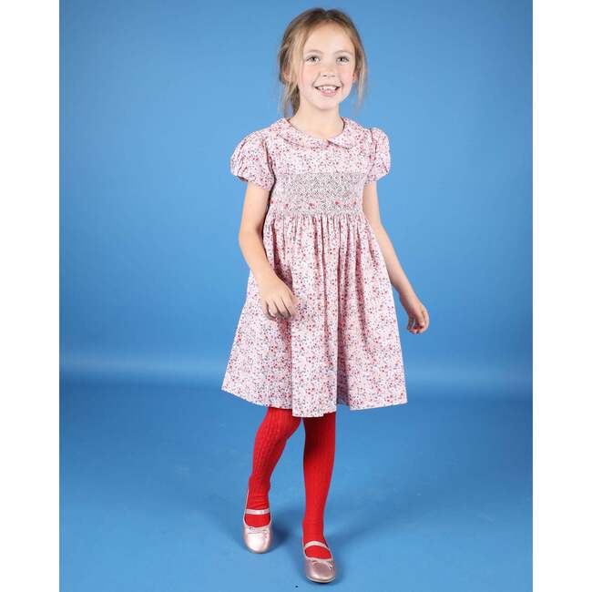 Bambi Floral Print Hand-Smocked Dress, Pink - Dresses - 2