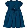 Sapphire Satin Hand-Smocked Party Dress, Blue - Dresses - 4