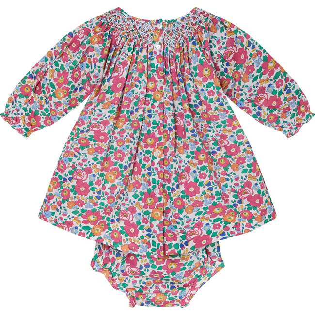 Baby Mara Floral Print Hand-Smocked Dress, White & Pink - Dresses - 3