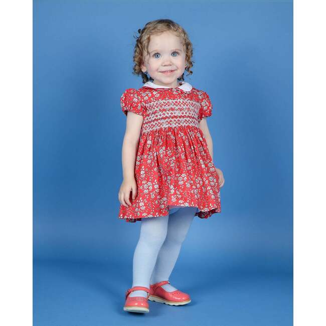 Baby Paloma Hand-Smocked Dress, Red & White - Dresses - 2