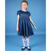 Sapphire Satin Hand-Smocked Party Dress, Blue - Dresses - 5