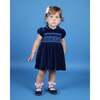 Baby Opal Velvet Hand-Smocked Party Dress, Blue - Dresses - 2