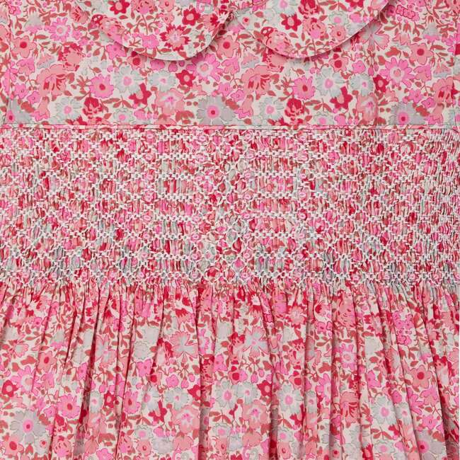 Caley Floral Print Hand-Smocked Dress, Pink - Dresses - 3