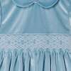 Baby Mina Velvet Hand-Smocked Party Dress, Pale Blue - Dresses - 3