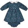 Baby Lara Floral Print Hand-Smocked Dress, Navy & White - Dresses - 4