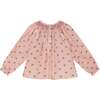 Baby Robin Cherry Print Hand-Smocked Long Sleeve Blouse, Peach - Blouses - 4