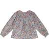 Rhea Floral Print Hand-Smocked Long Sleeve Blouse, Blue - Blouses - 3