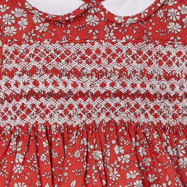 Baby Paloma Hand-Smocked Dress, Red & White - Dresses - 3