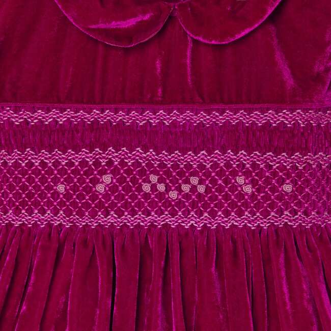 Bellatrix Velvet Hand-Smocked Party Dress, Pink - Dresses - 3