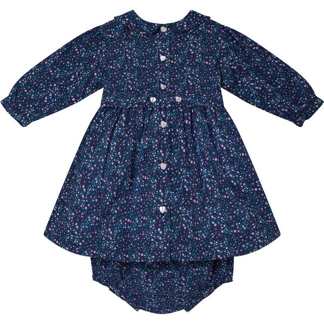 Baby Parisa Floral Print Hand-Smocked Dress, Navy - Dresses - 4